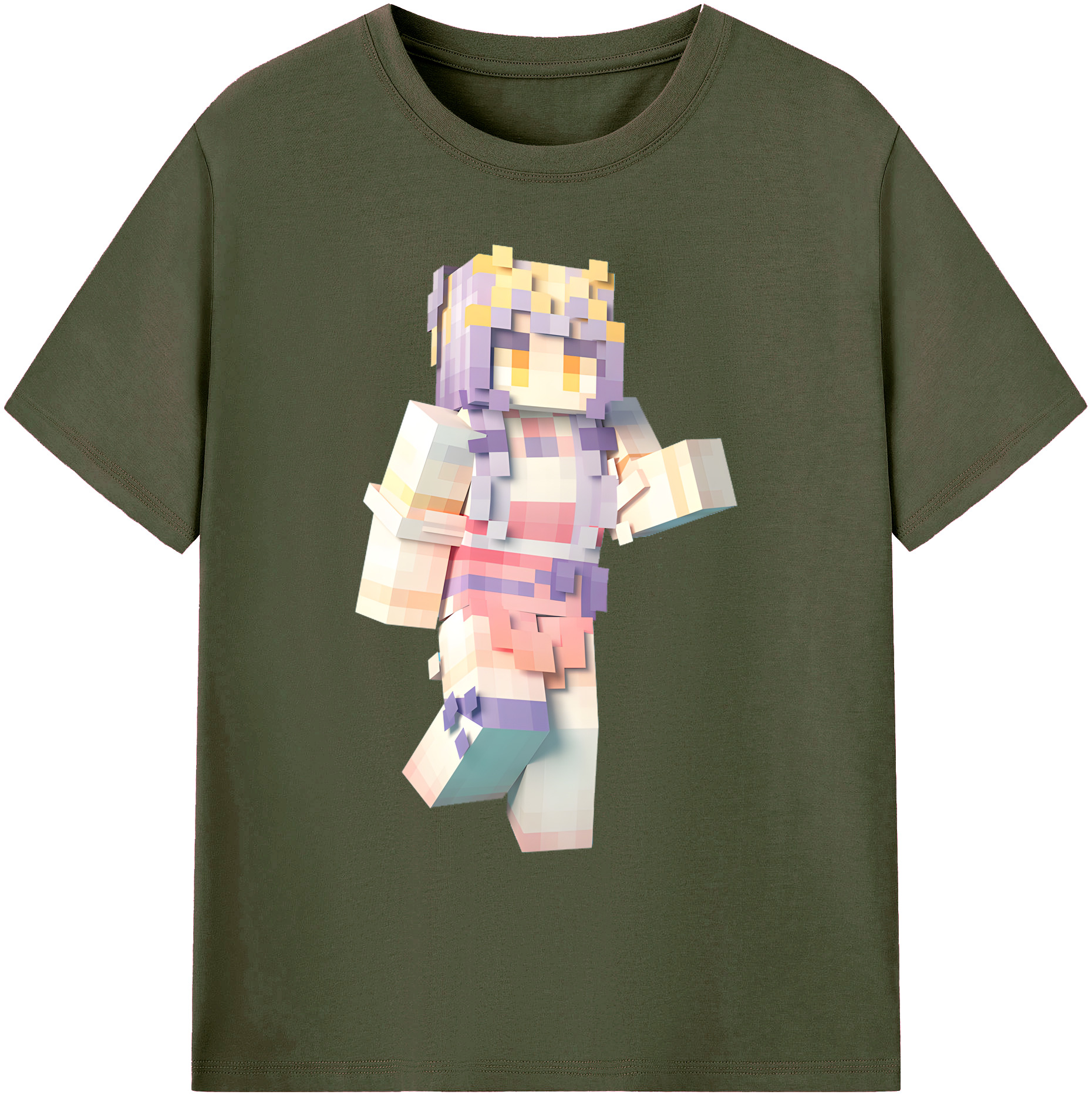 （画像用） マインクラフト ブロックの世界 Minecraft MC Block world 綿100％ メンズ半袖Tシャツ｜肌触りやわらか＆通気性